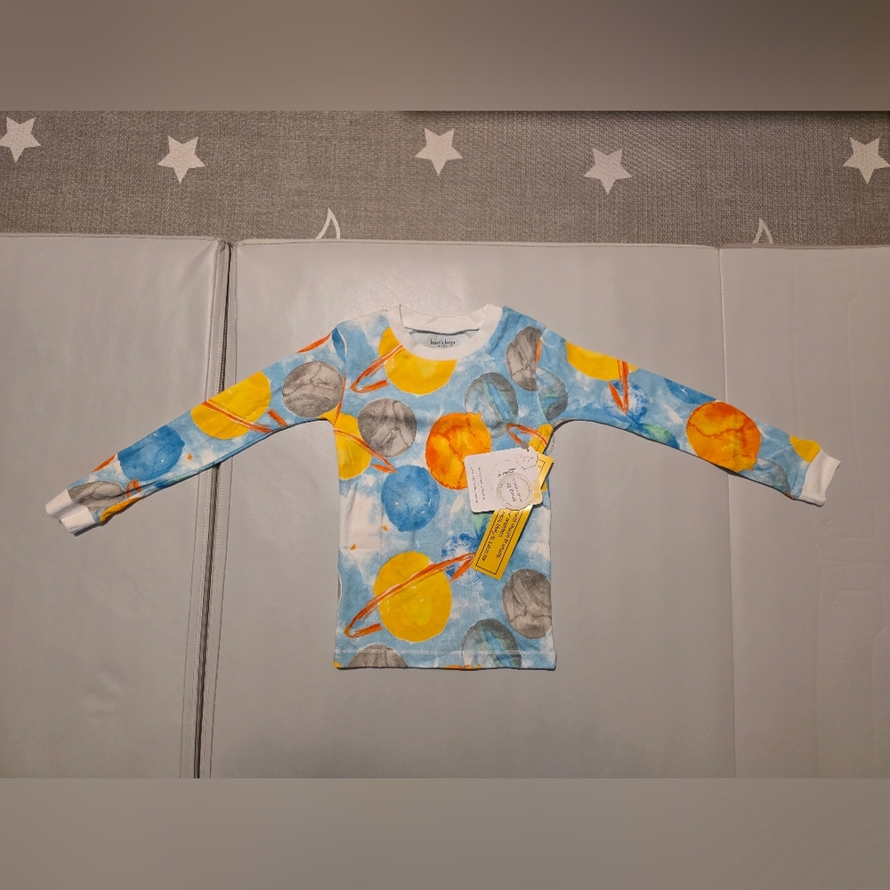 NWT Burt's Bees 2pc Long Sleeve Snug Fit Pajama Set - Outerspace Aqua Blue - 5T - Picture 5 of 7